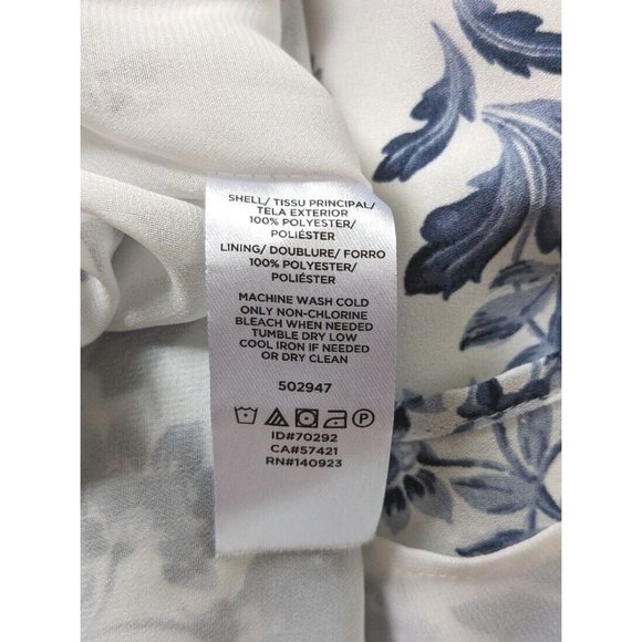 Ann Taylor LOFT Women's Top Size XL Blue and White Floral FLOWY Relaxed Fit b6 - Picture 11 of 11